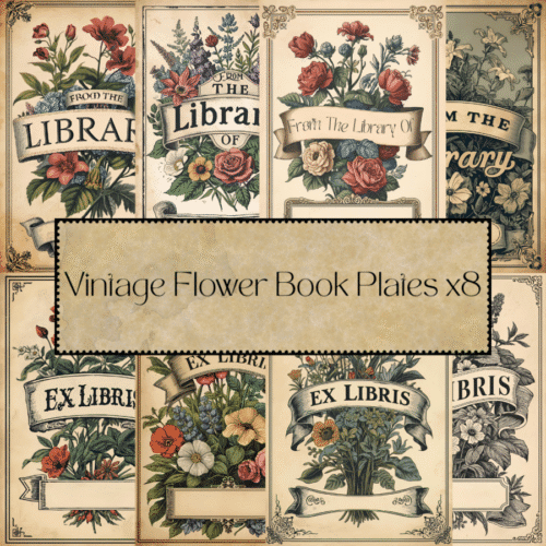 Vintage Flowers Book Plates - DIY Book Binding Supplies